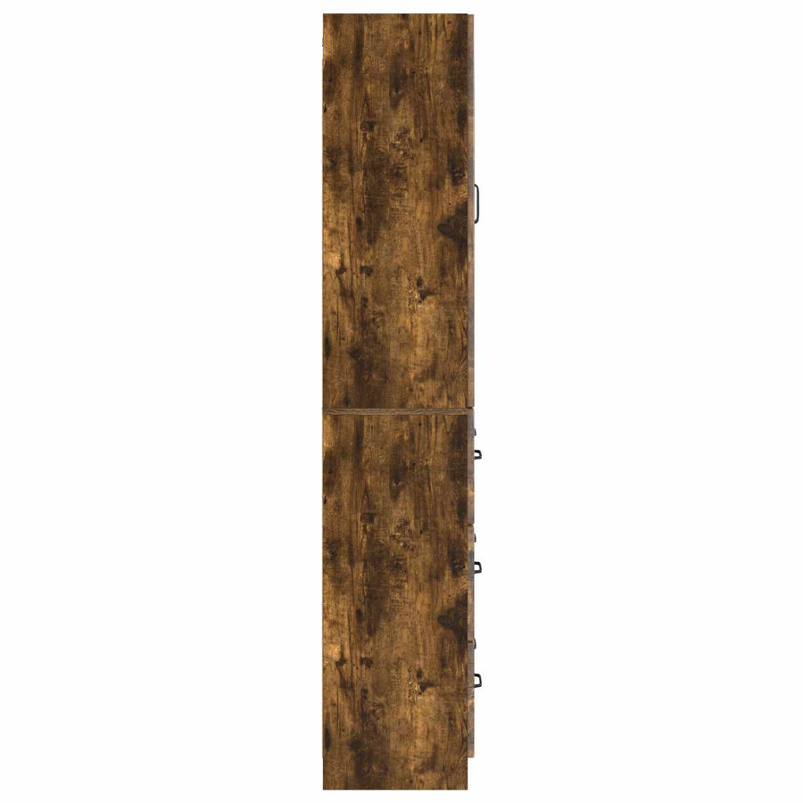 Kastenset 2 pcs Gerookt eiken 66 x 34,5 x 87 cm Bewerkt hout