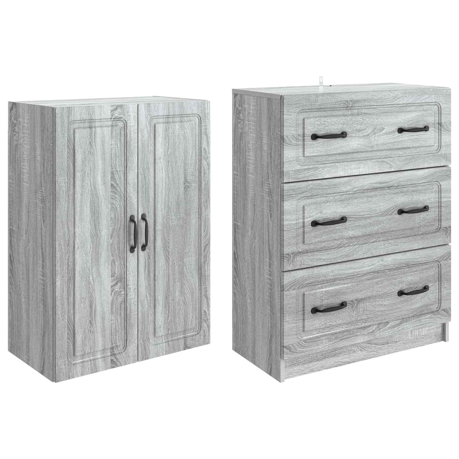 Kastenset 2 pcs Grijs Sonoma 66 x 34,5 x 87 cm Bewerkt hout
