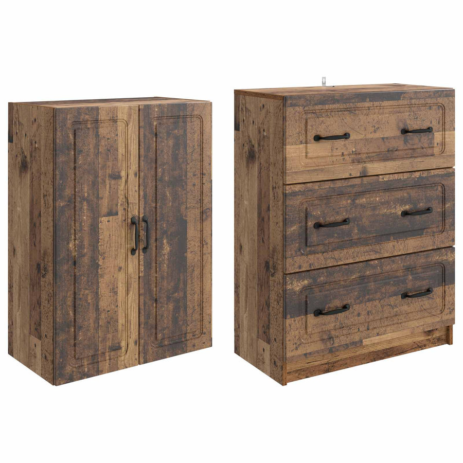 Kastenset 2 pcs Oud hout 66 x 34,5 x 87 cm Bewerkt hout