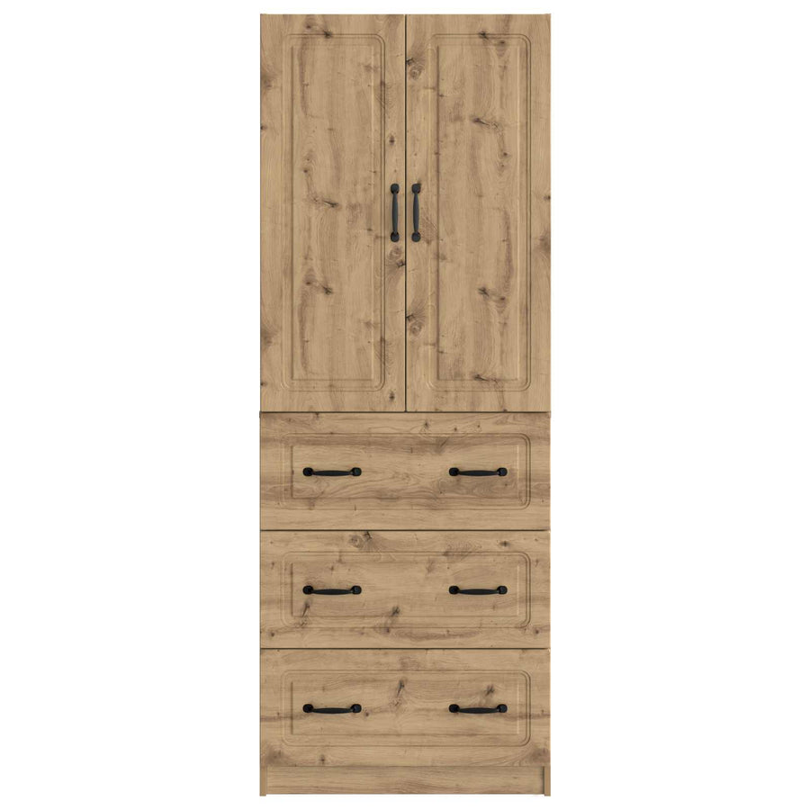 Kastenset 2 pcs Artisanaal eiken 66 x 34,5 x 87 cm Bewerkt hout