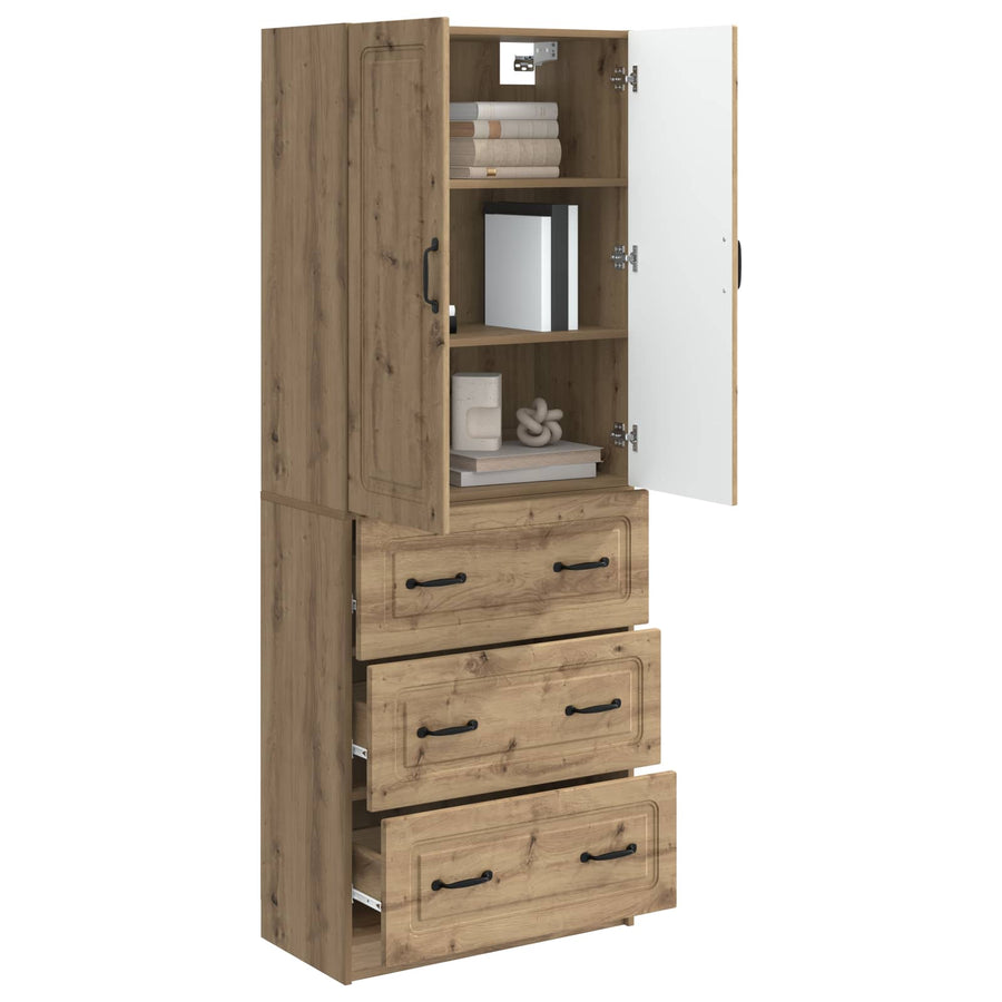 Kastenset 2 pcs Artisanaal eiken 66 x 34,5 x 87 cm Bewerkt hout