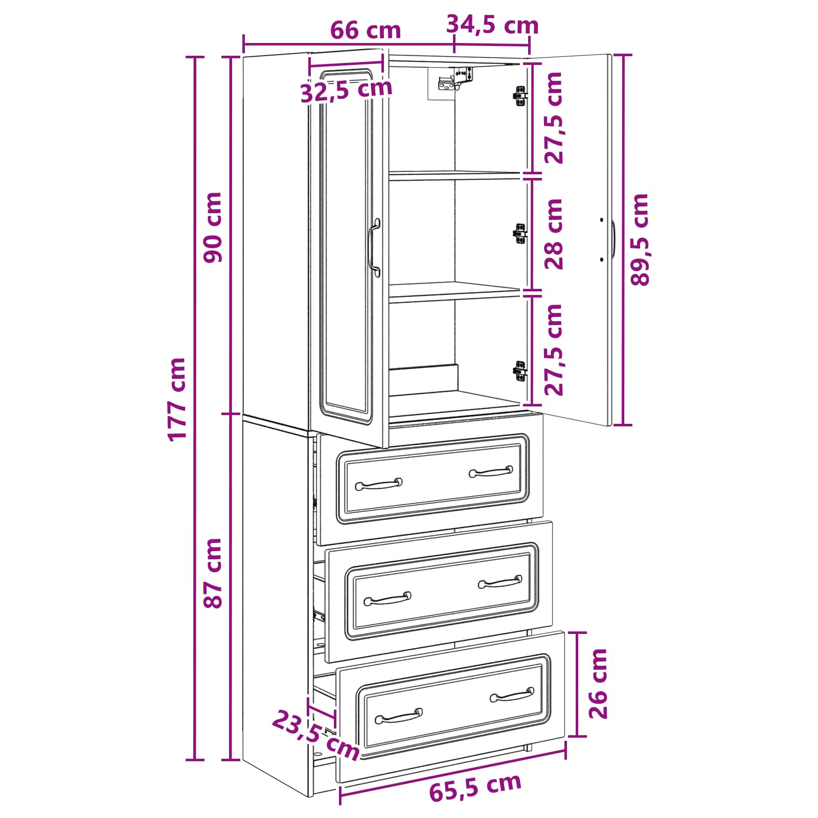 Kastenset 2 pcs Artisanaal eiken 66 x 34,5 x 87 cm Bewerkt hout