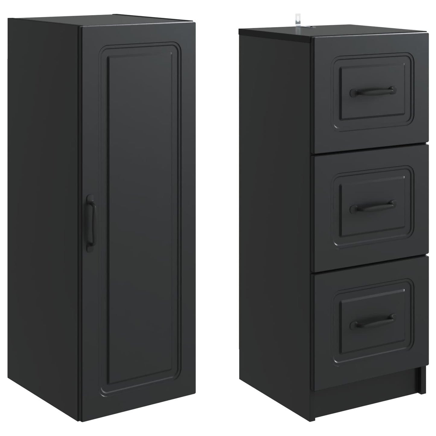 Kastenset 2 pcs Zwart 33 x 34,5 x 87 cm Bewerkt hout
