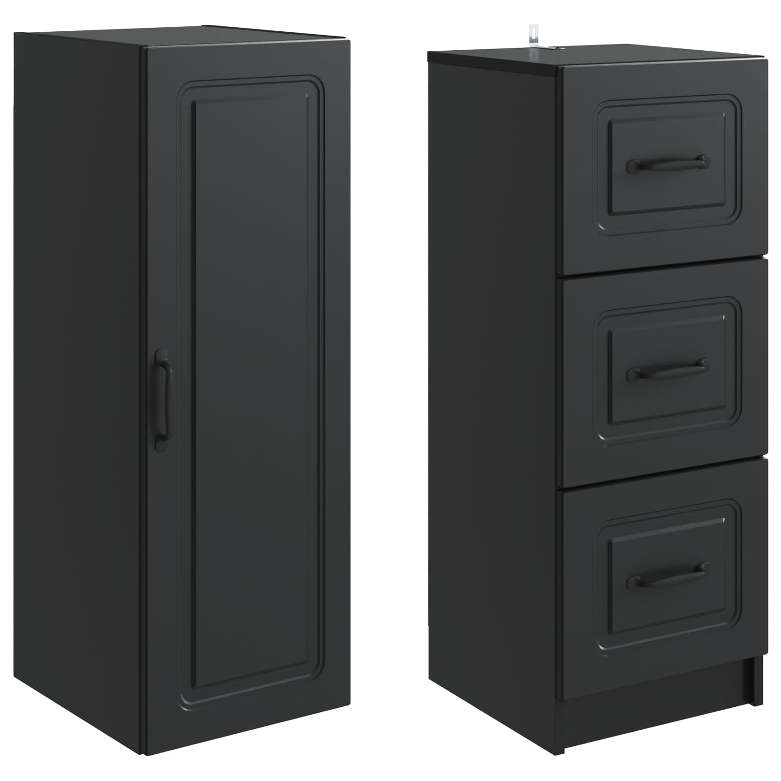 Kastenset 2 pcs Zwart 33 x 34,5 x 87 cm Bewerkt hout