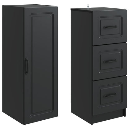 Kastenset 2 pcs Zwart 33 x 34,5 x 87 cm Bewerkt hout