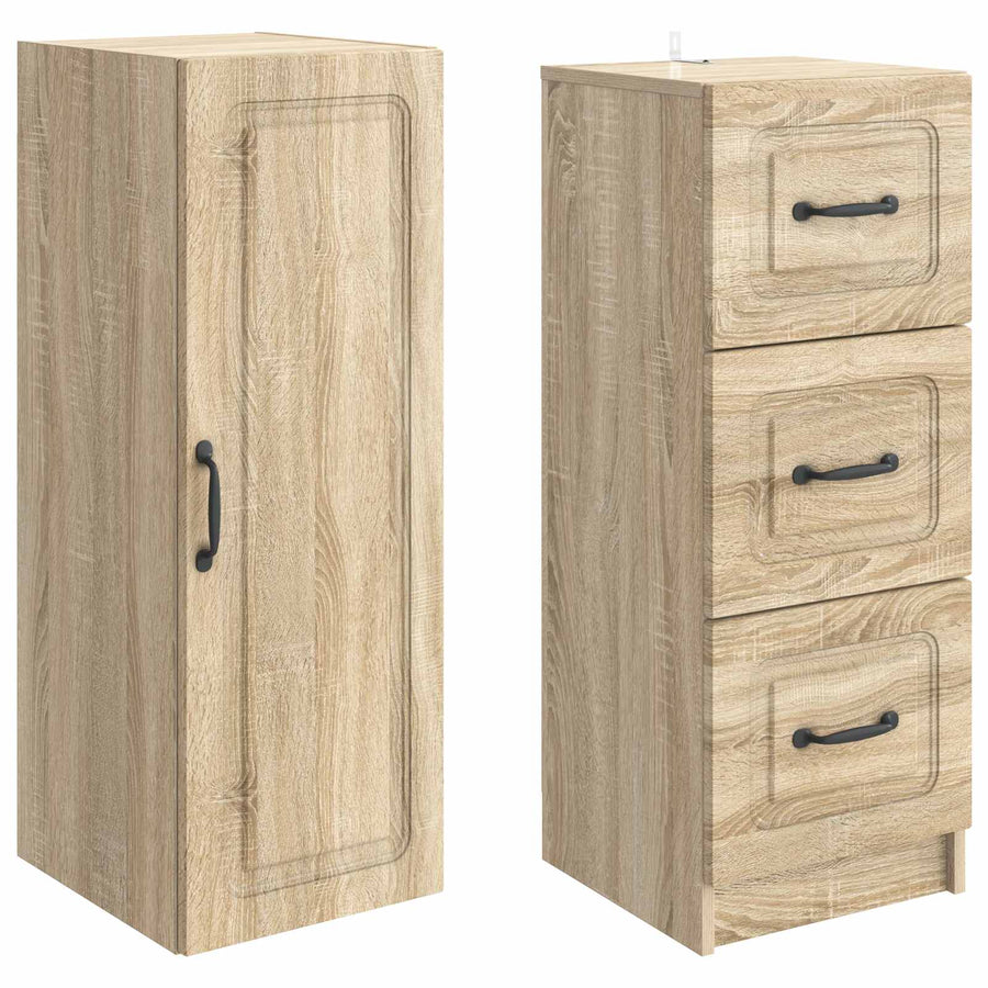 Kastenset 2 pcs Sonoma Eiken 33 x 34,5 x 87 cm Bewerkt hout