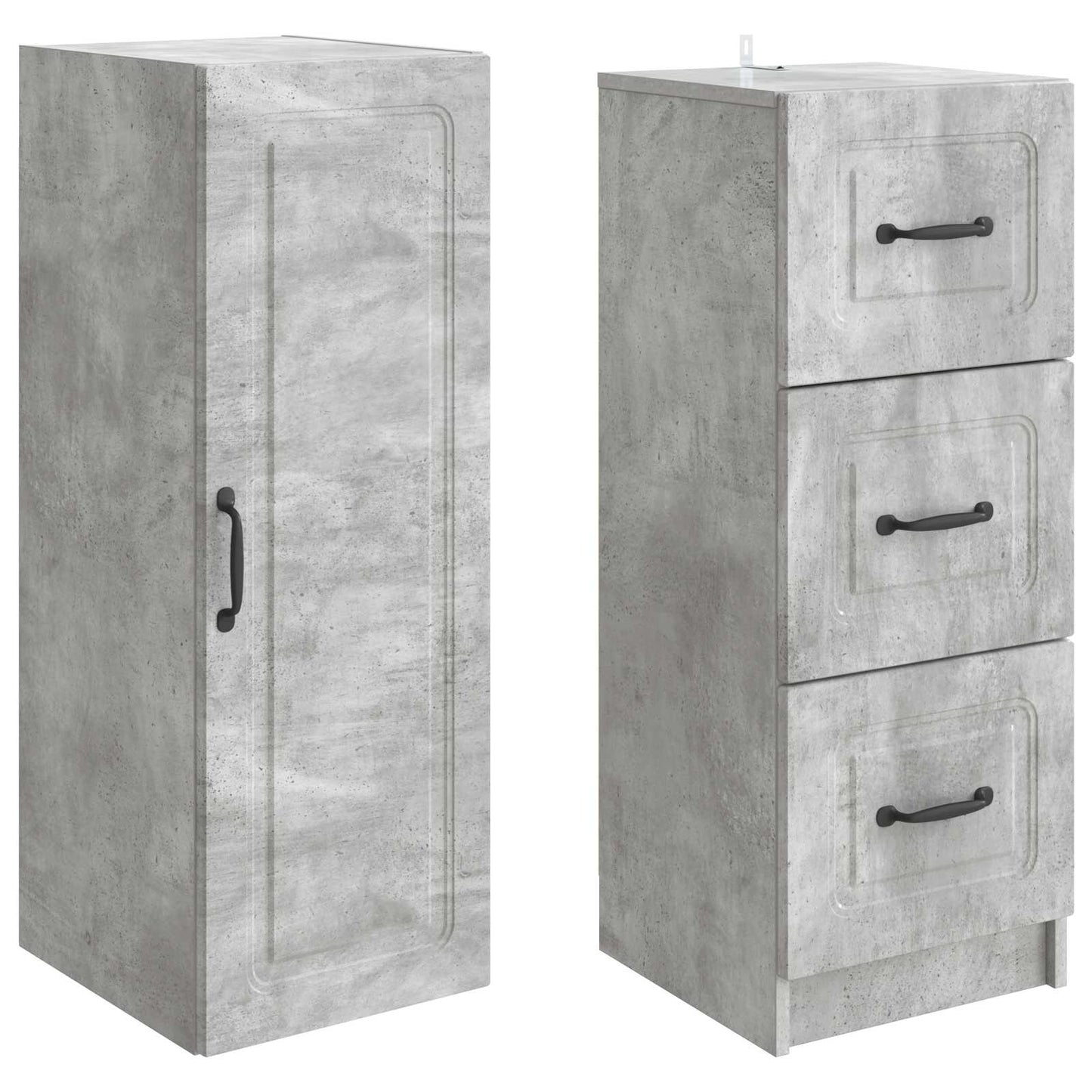 Kastenset 2 pcs Betongrijs 33 x 34,5 x 87 cm Bewerkt hout