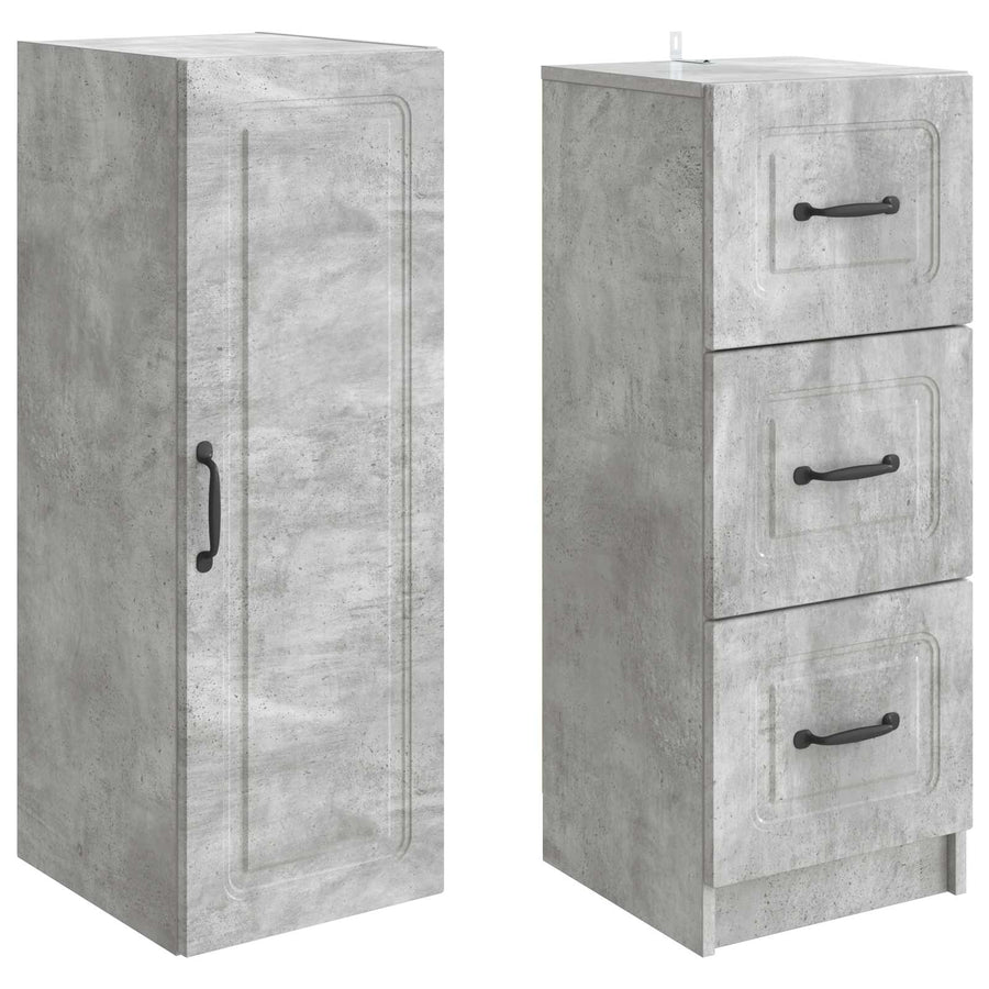 Kastenset 2 pcs Betongrijs 33 x 34,5 x 87 cm Bewerkt hout