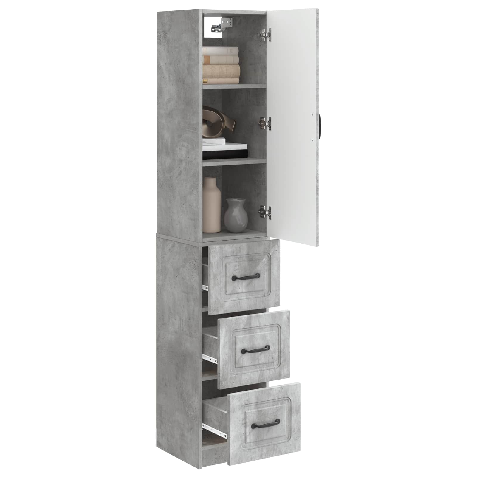 Kastenset 2 pcs Betongrijs 33 x 34,5 x 87 cm Bewerkt hout