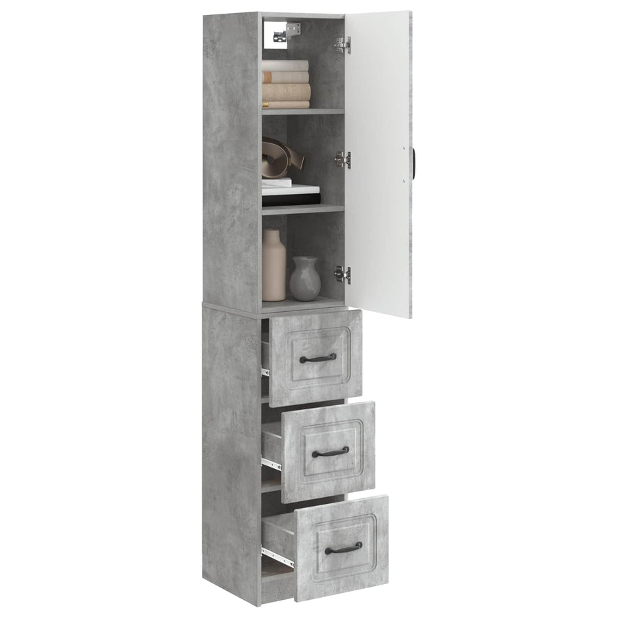 Kastenset 2 pcs Betongrijs 33 x 34,5 x 87 cm Bewerkt hout