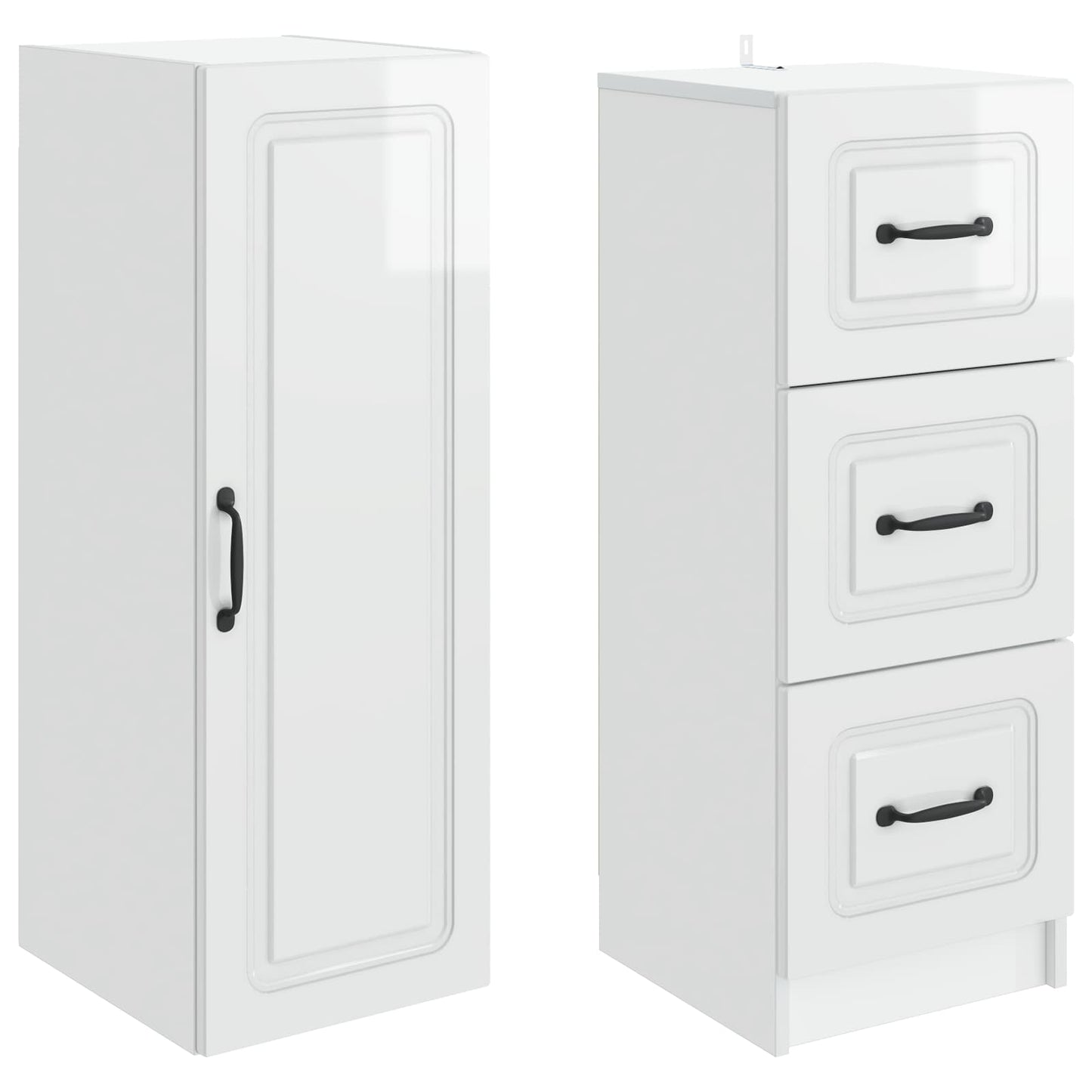 Kastenset 2 pcs Hoogglans Wit 33 x 34,5 x 87 cm Bewerkt hout