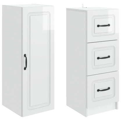 Kastenset 2 pcs Hoogglans Wit 33 x 34,5 x 87 cm Bewerkt hout