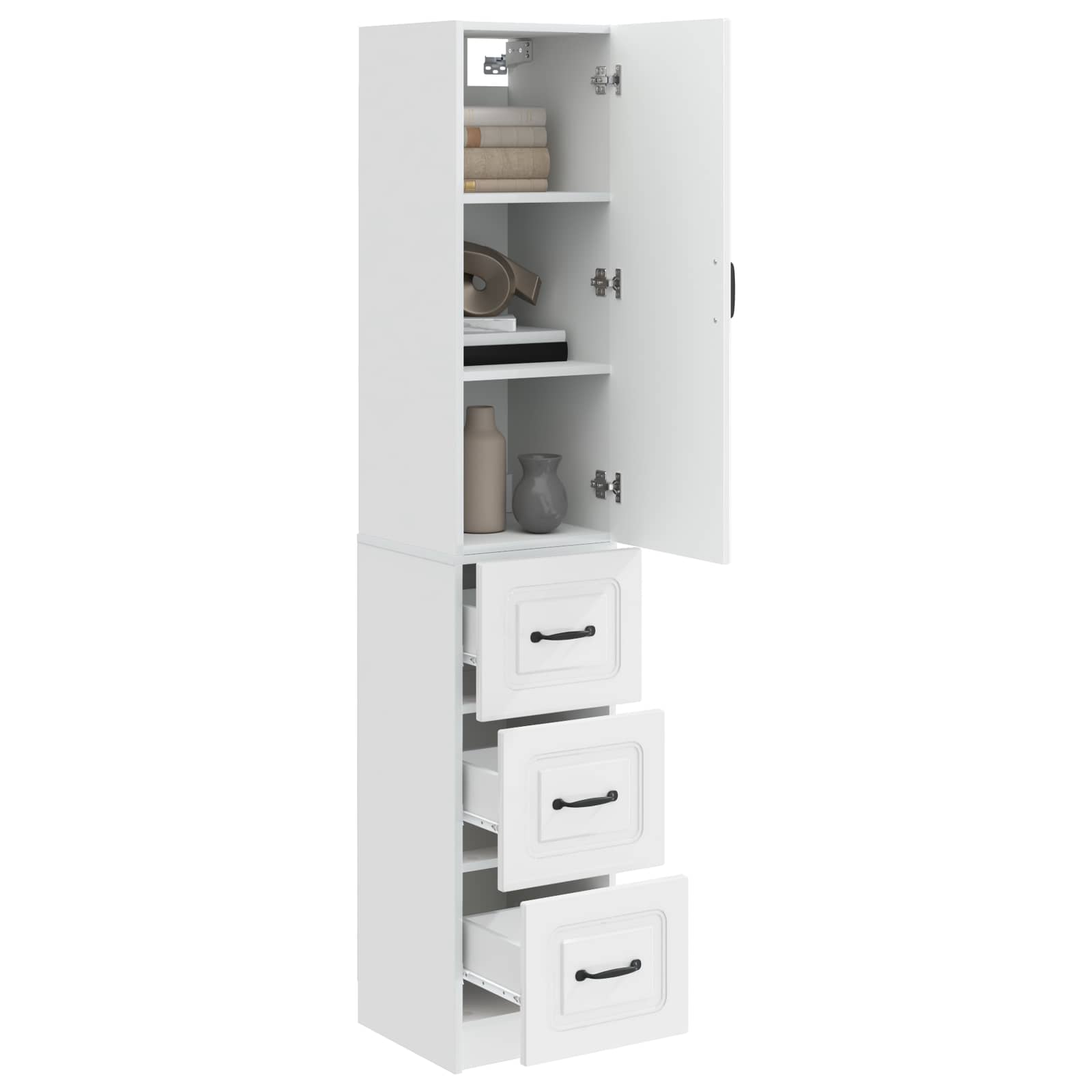 Kastenset 2 pcs Hoogglans Wit 33 x 34,5 x 87 cm Bewerkt hout