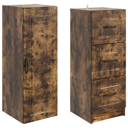 Kastenset 2 pcs Gerookt eiken 33 x 34,5 x 87 cm Bewerkt hout