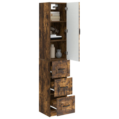 Kastenset 2 pcs Gerookt eiken 33 x 34,5 x 87 cm Bewerkt hout