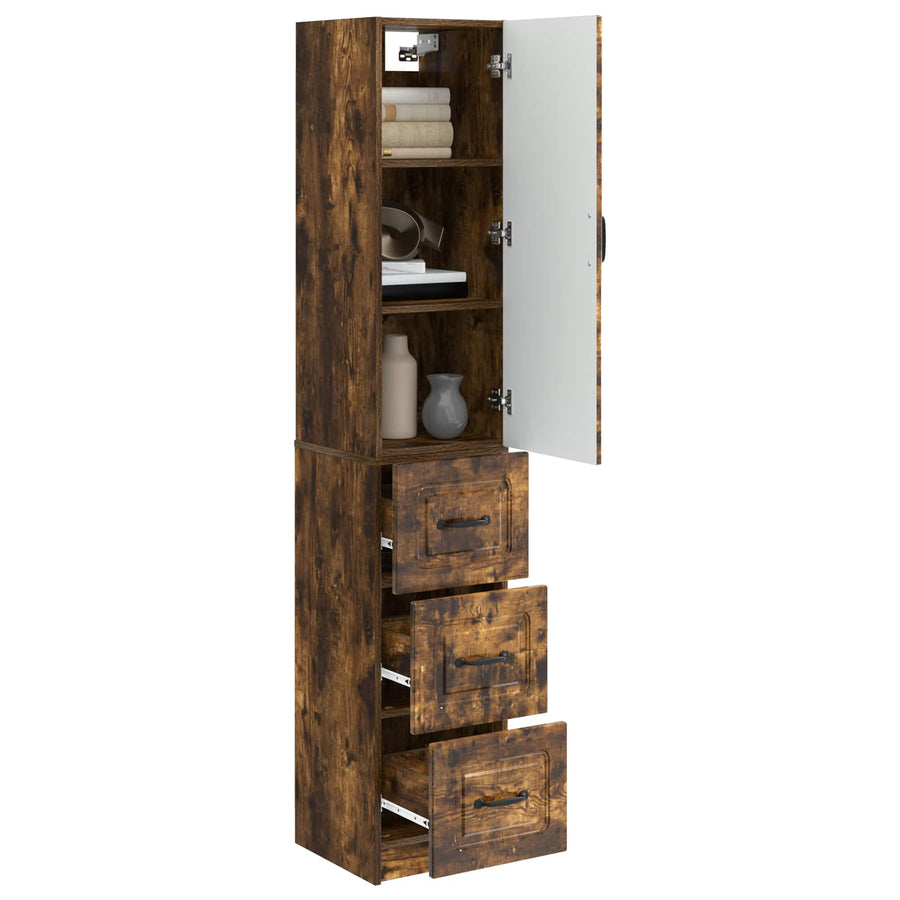 Kastenset 2 pcs Gerookt eiken 33 x 34,5 x 87 cm Bewerkt hout