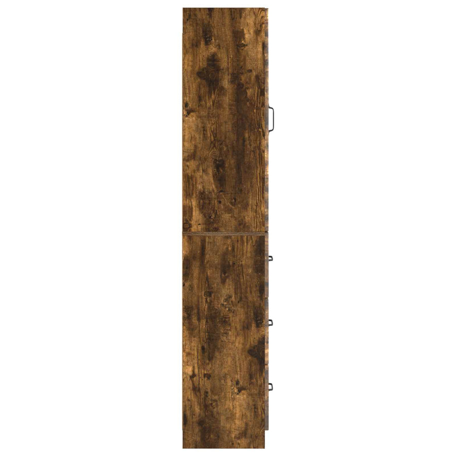 Kastenset 2 pcs Gerookt eiken 33 x 34,5 x 87 cm Bewerkt hout