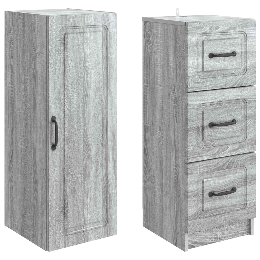 Kastenset 2 pcs Grijs Sonoma 33 x 34,5 x 87 cm Bewerkt hout