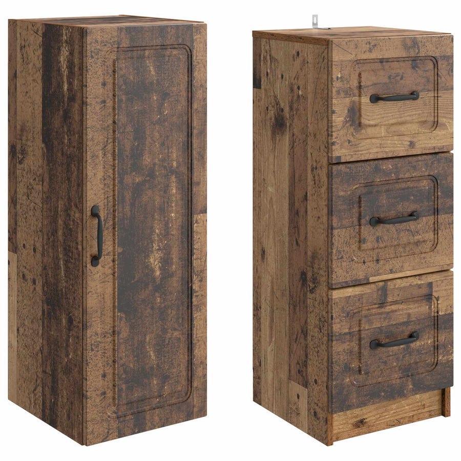 Kastenset 2 pcs Oud hout 33 x 34,5 x 87 cm Bewerkt hout