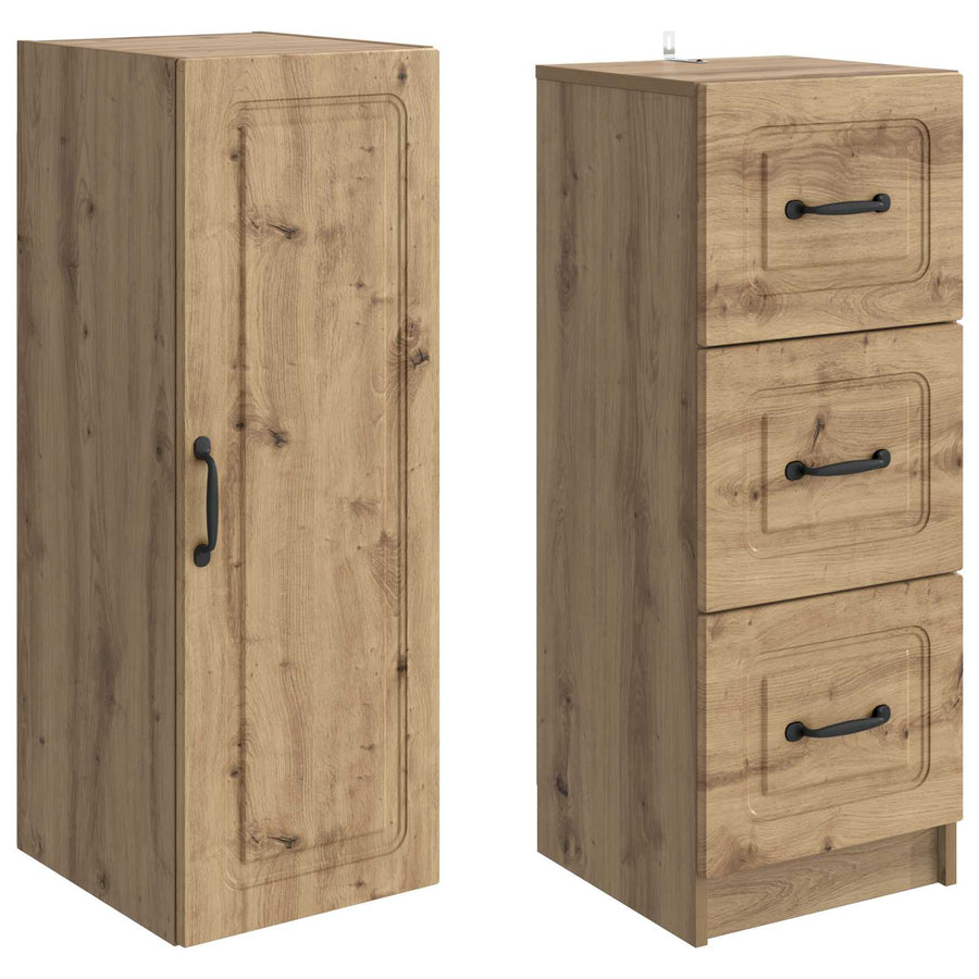 Kastenset 2 pcs Artisanaal eiken 33 x 34,5 x 87 cm Bewerkt hout