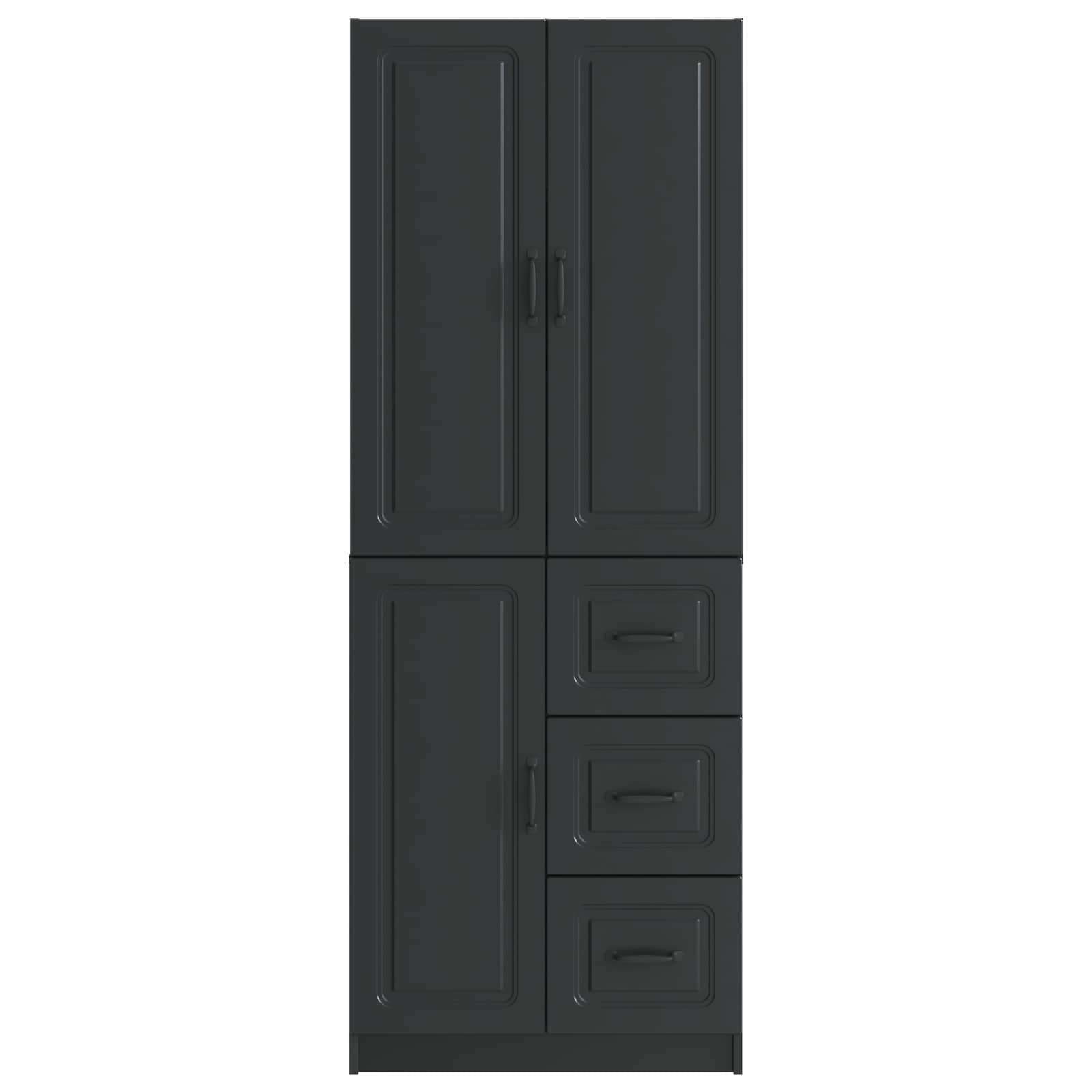 Kastenset 2 st Zwart Bewerkt hout