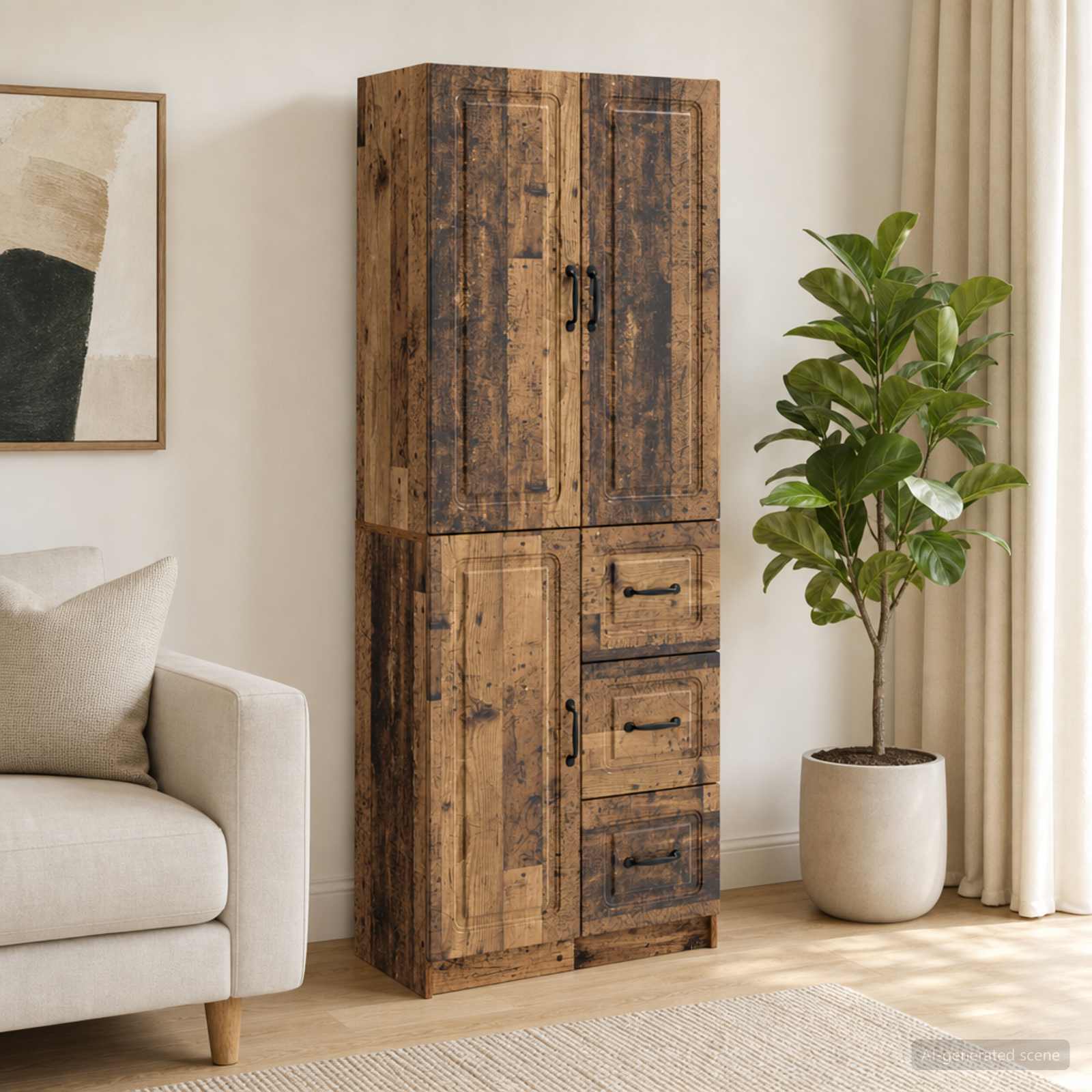 Kastenset 2 st Oud hout Bewerkt hout