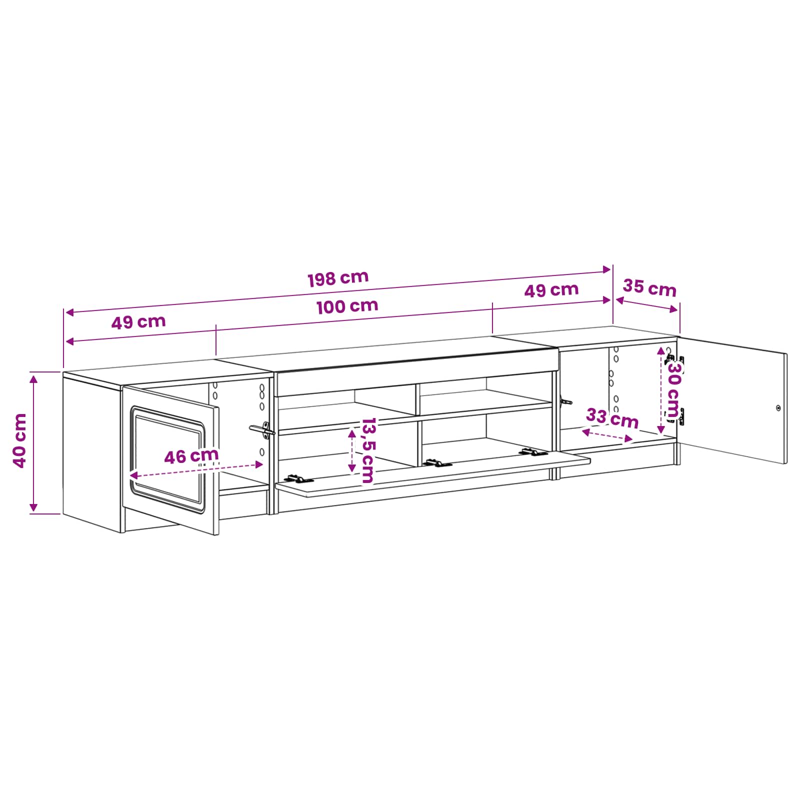 5-delige LED TV-kast Gerookt eiken Bewerkt hout
