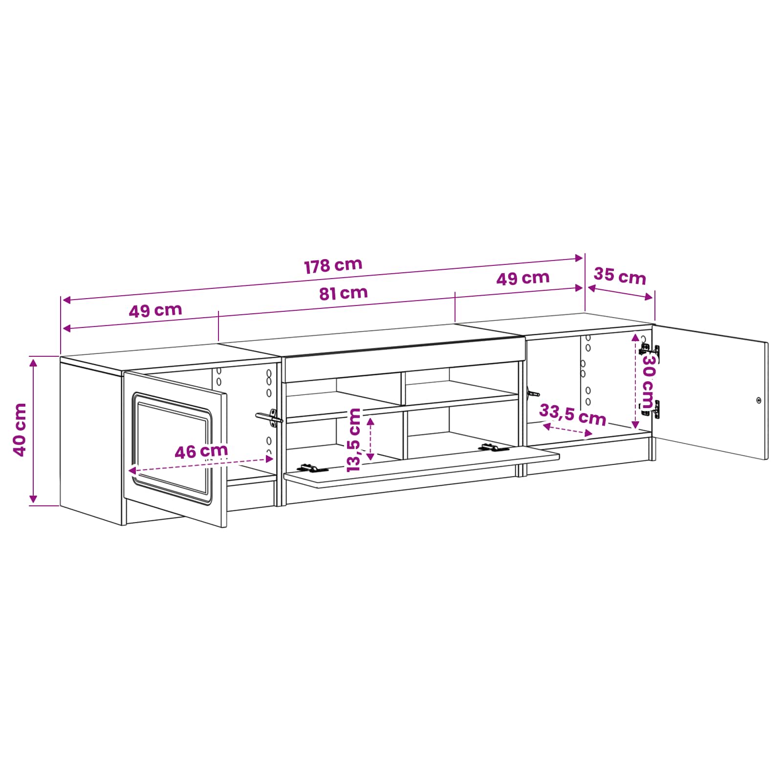 5-delige LED TV-kast Gerookt eiken Bewerkt hout