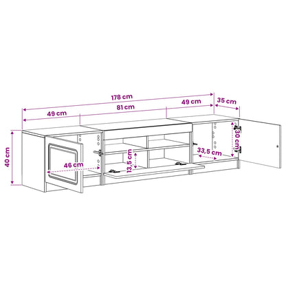 5-delige LED TV-kast Oud hout Bewerkt hout
