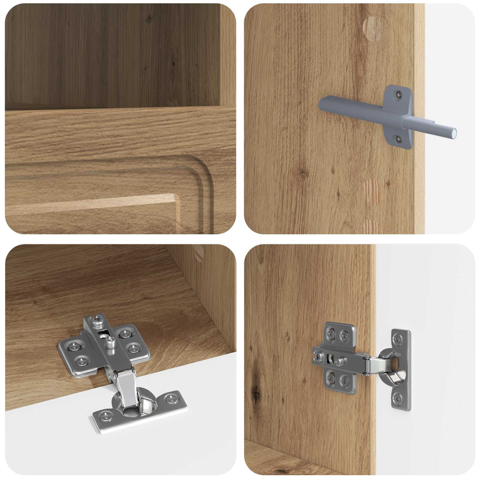 5-delige LED TV-kast Artisanaal eiken Bewerkt hout