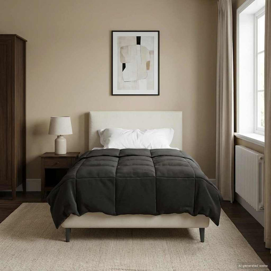 Zomer Dekbed Gekwilt Antraciet 155 x 200 cm Microfiber