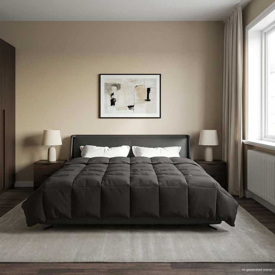 Zomer Dekbed Gekwilt Antraciet 200 x 200 cm Microfiber