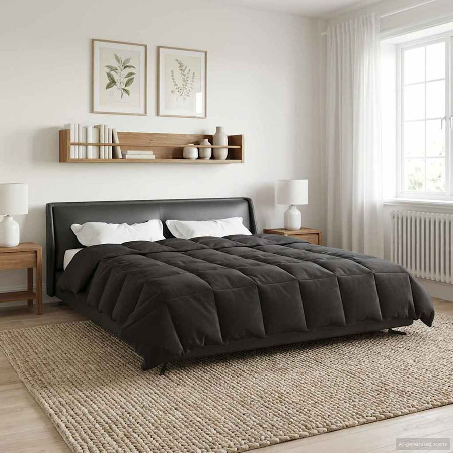 Zomer Dekbed Gekwilt Antraciet 200 x 240 cm Microfiber