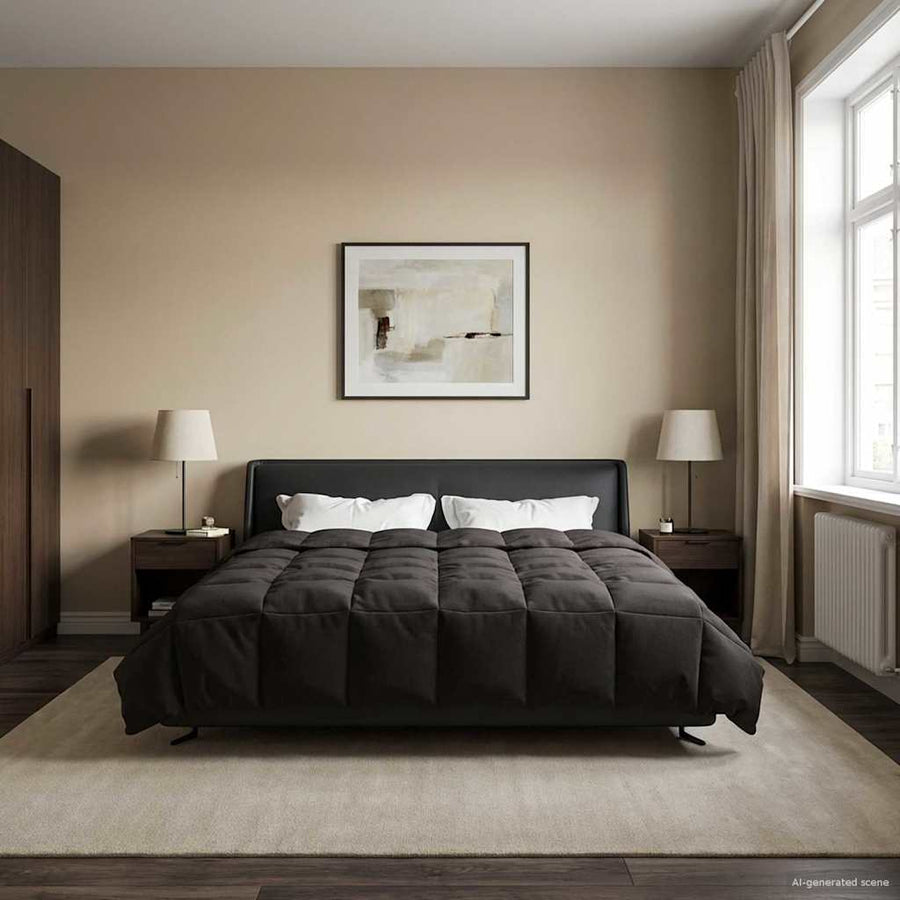 Zomer Dekbed Gekwilt Antraciet 200 x 240 cm Microfiber