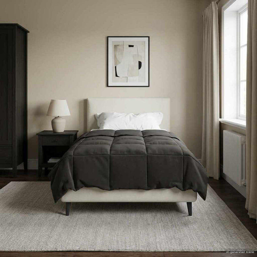 Zomerdekbed Gekwilt Antraciet 135 x 220 cm Microfiber