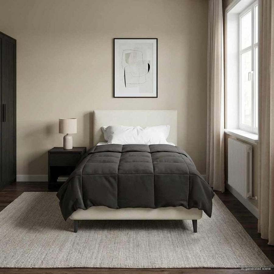 Zomer Dekbed Gekwilt Antraciet 140 x 220 cm Microfiber