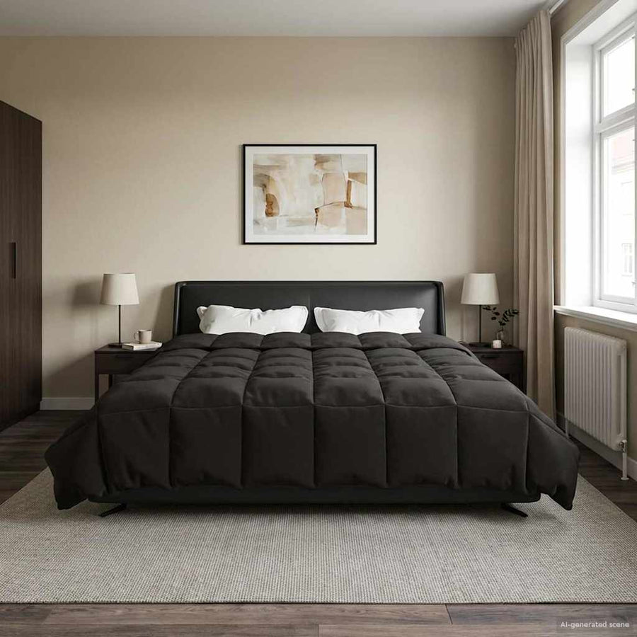 Zomer Dekbed Gekwilt Antraciet 200 x 220 cm Microfiber