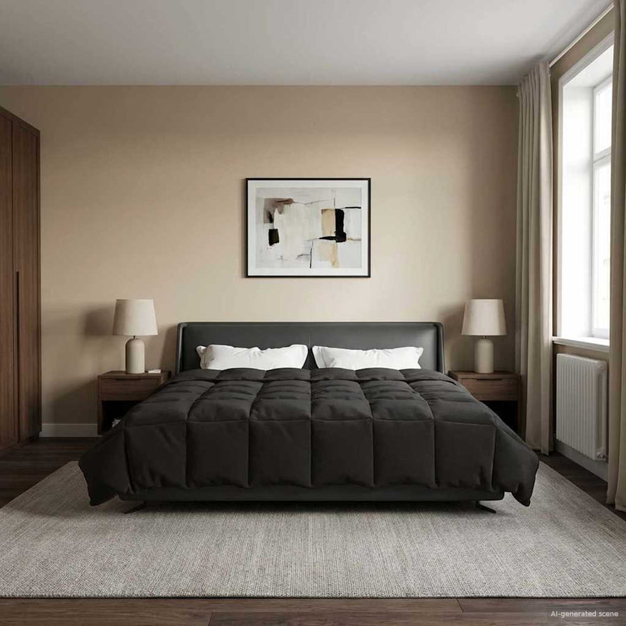 Zomerdekbed Gekwilt Antraciet 220 x 240 cm Microfiber
