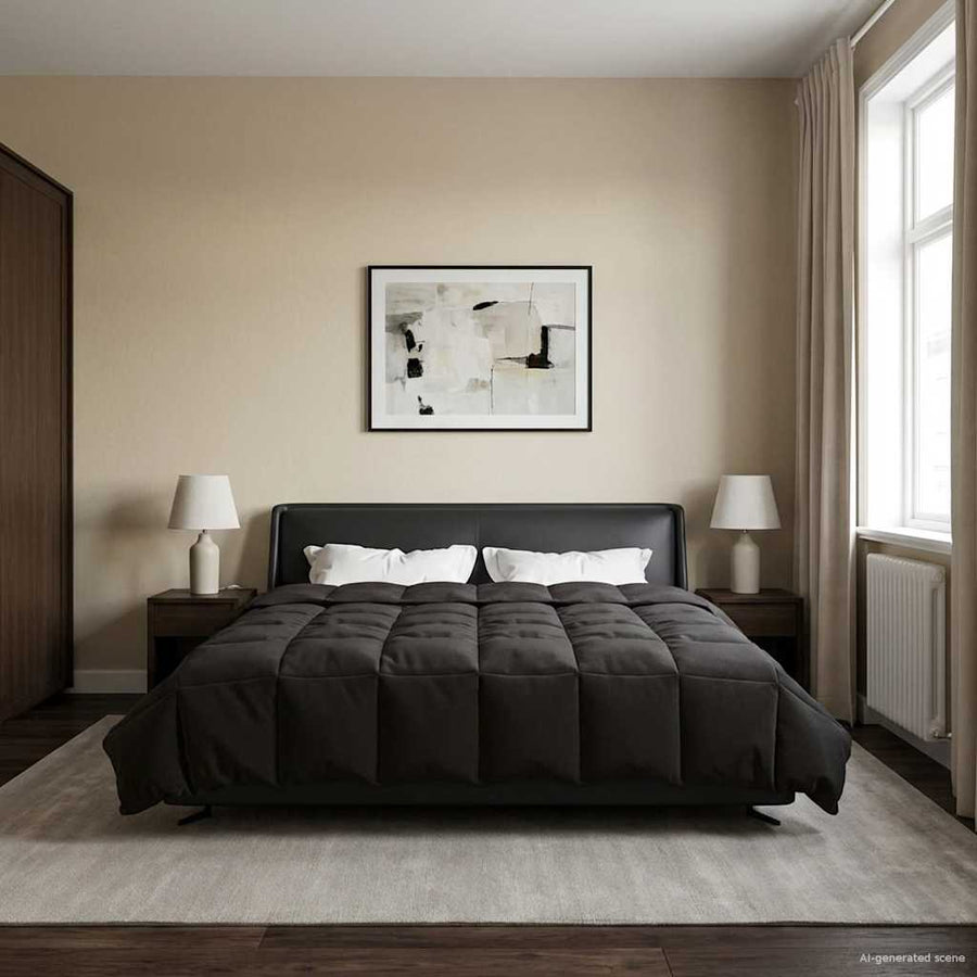 Zomer Dekbed Gekwilt Antraciet 220 x 260 cm Microfiber