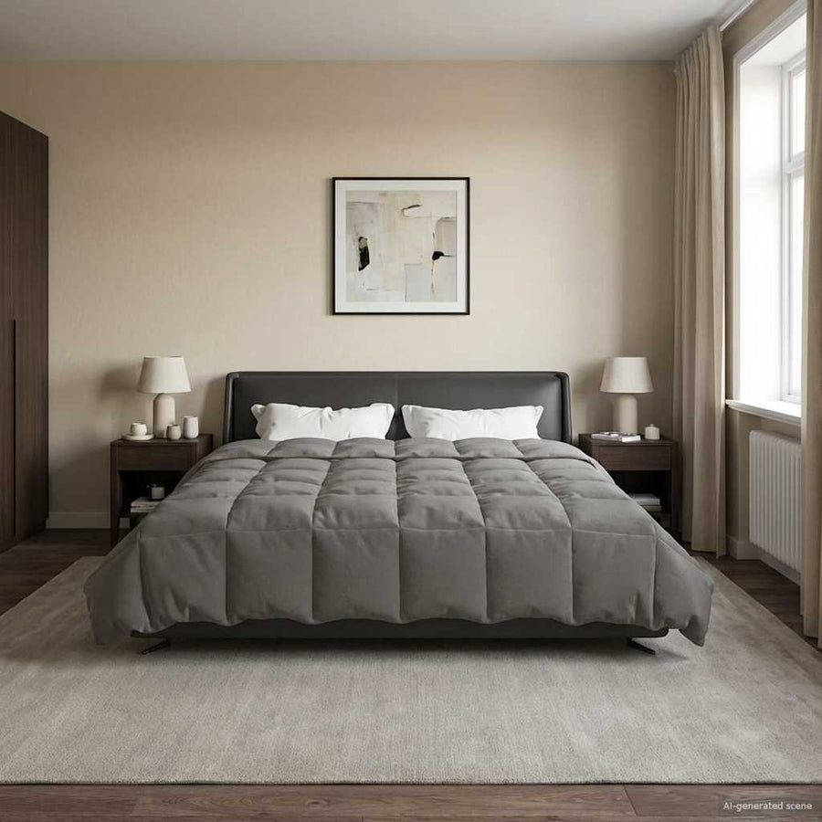 Zomer Dekbed Gekwilt Lichtgrijs 200 x 200 cm Microfiber