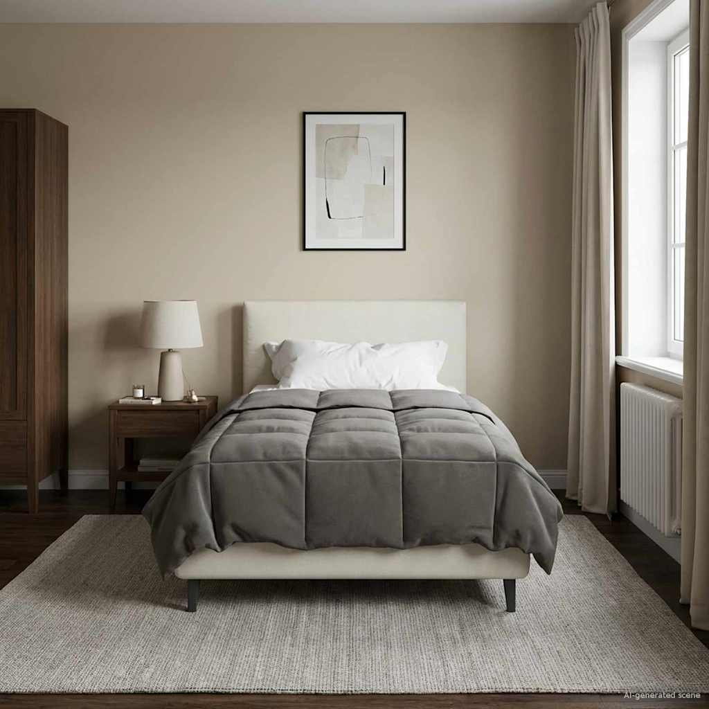 Zomerdekbed Gekwilt Lichtgrijs 135 x 220 cm Microfiber