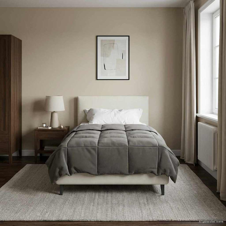 Zomerdekbed Gekwilt Lichtgrijs 135 x 220 cm Microfiber