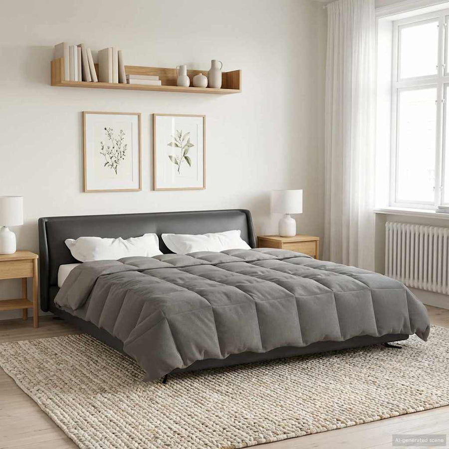 Zomerdekbed Gekwilt Lichtgrijs 220 x 240 cm Microfiber
