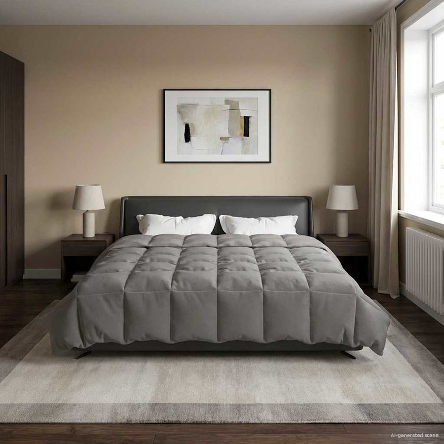 Zomerdekbed Gekwilt Lichtgrijs 220 x 240 cm Microfiber