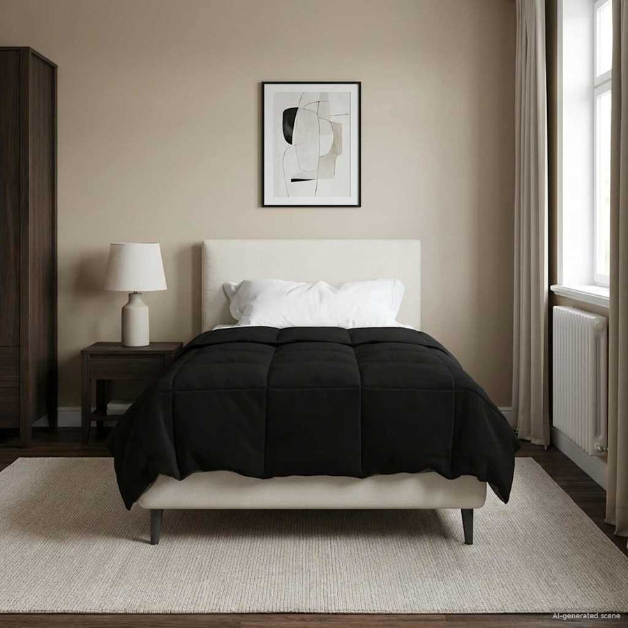 Zomer Dekbed Gekwilt Zwart 135 x 200 cm Microfiber