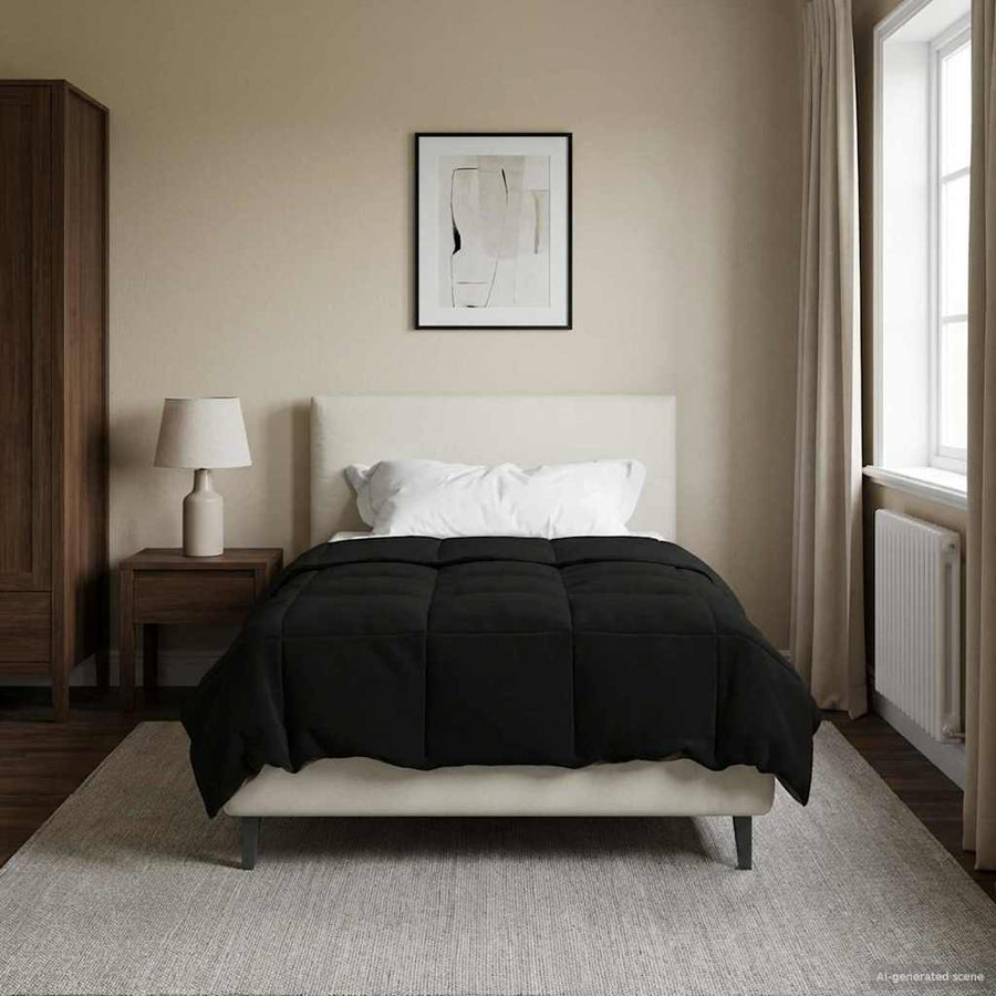 Zomer Dekbed Gekwilt Zwart 140 x 200 cm Microfiber
