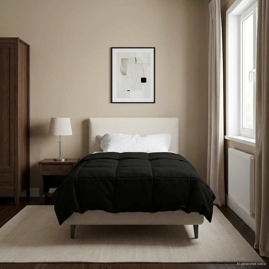 Zomer Dekbed Gekwilt Zwart 155 x 200 cm Microfiber