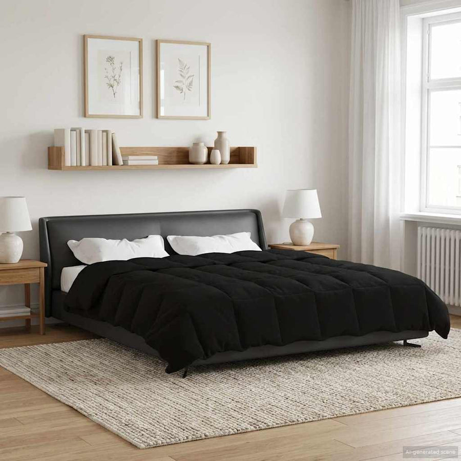 Zomer Dekbed Gekwilt Zwart 200 x 200 cm Microfiber