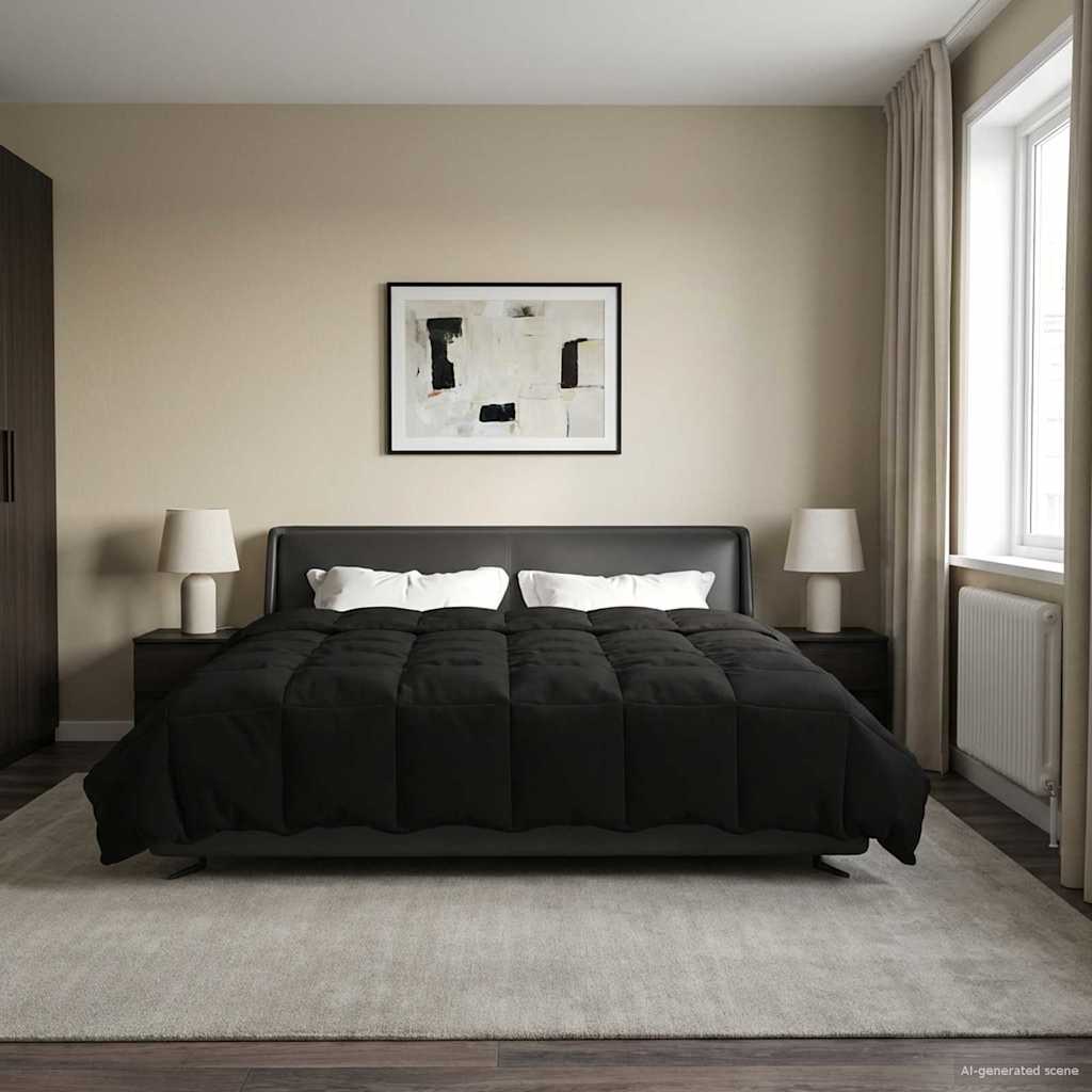 Zomer Dekbed Gekwilt Zwart 200 x 200 cm Microfiber