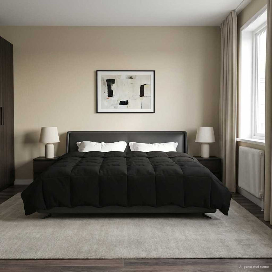 Zomer Dekbed Gekwilt Zwart 200 x 200 cm Microfiber